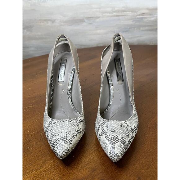 BCBG Maxazria Womens Leather Snake Print 5" Heels Size 6 Stilettos - Picture 2 of 5
